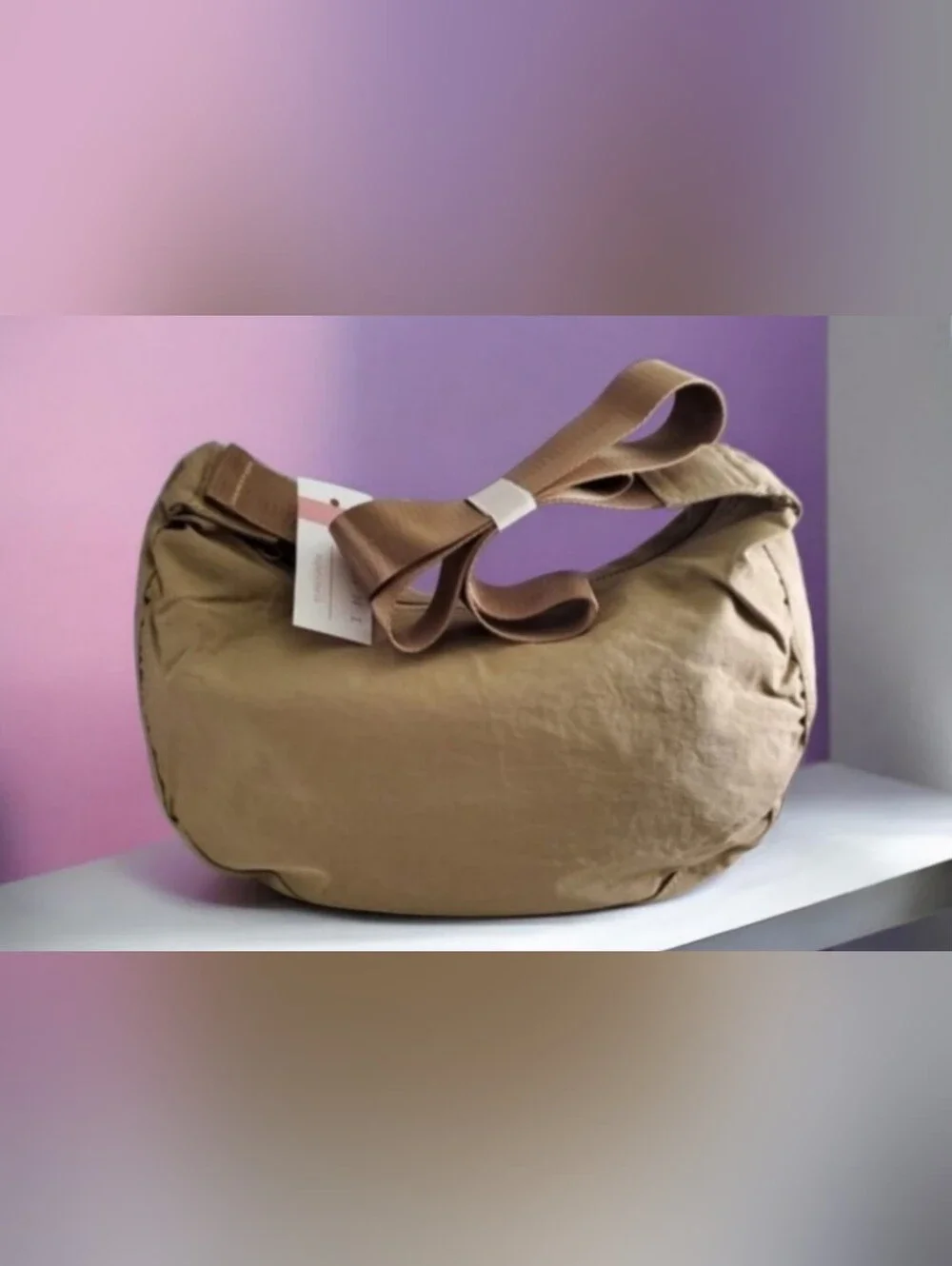Medium Nylon Crescent Crossbody Bag